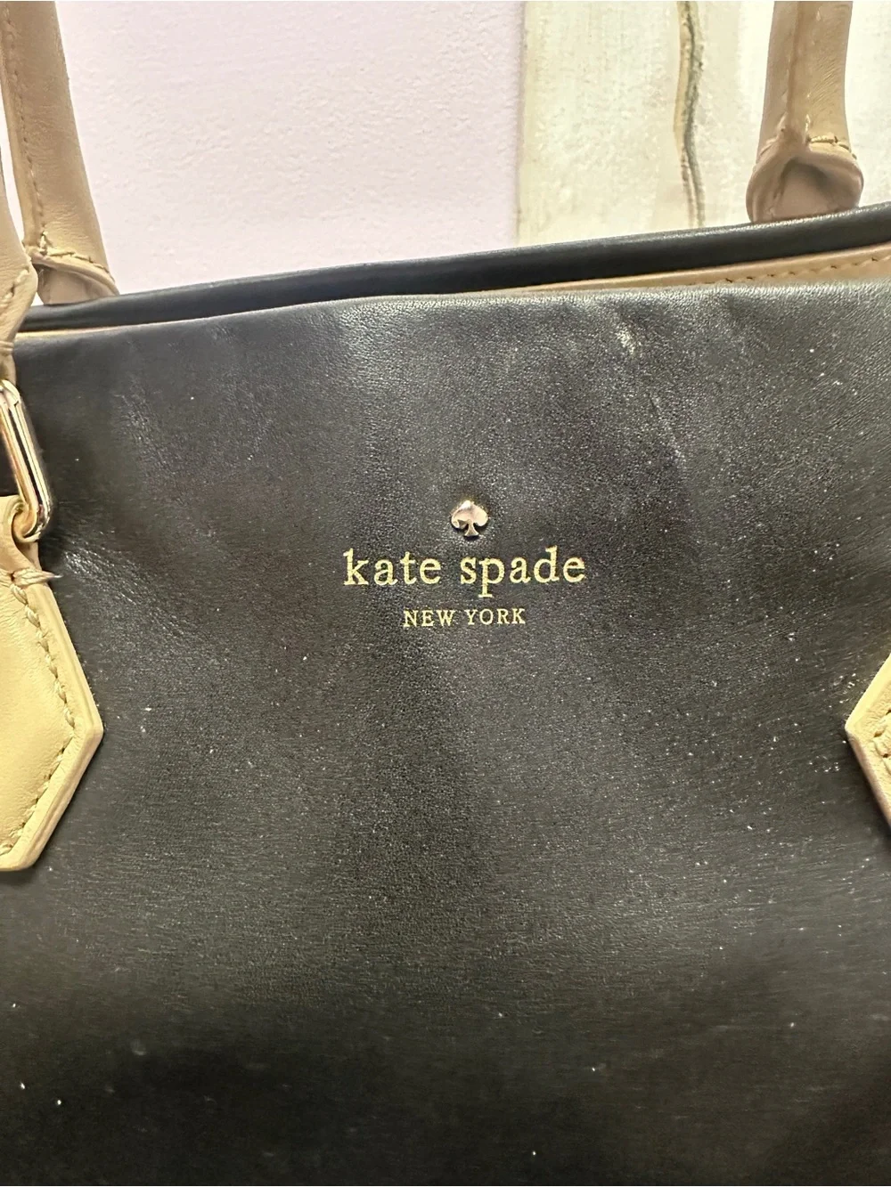 kate spade Black Tote with Cream Handles